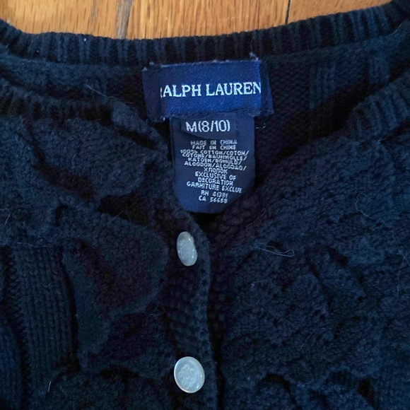 Black Ralph Lauren ruffle sweater size 8-10 - Picture 2 of 3